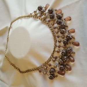 Leopard and gold necklace and earring set